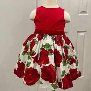 Janie and Jack Crimson Rose Sateen Dress Holiday Kentucky Derby 3T
